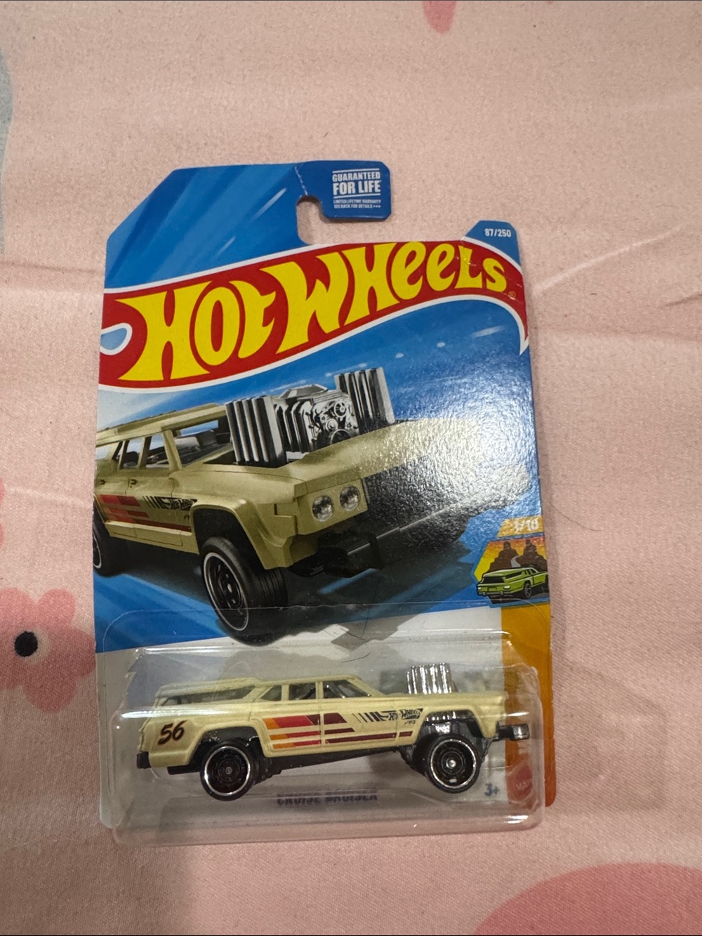 Mattel Hot Wheels Cream Survivor Station Wagon with Red & Tan Stripes